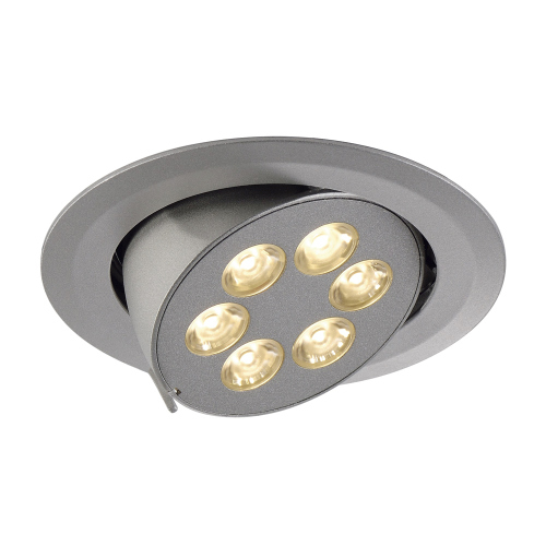 SLV TRITON 6 GIMBLE Downlight, rund, silber eloxiert, 6x1W LED, warmweiss, schwenkbar