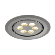 TRITON 6 GIMBLE Downlight, rund, silber eloxiert, 6x1W LED, warmweiss, schwenkbar