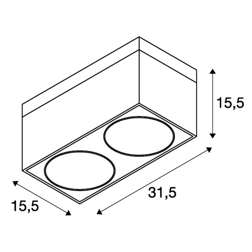 SLV KARDAMOD SURFACE SQUARE ES111 DOUBLE Deckenleuchte, eckig, weiss, 2xGU10, max. 2x75W