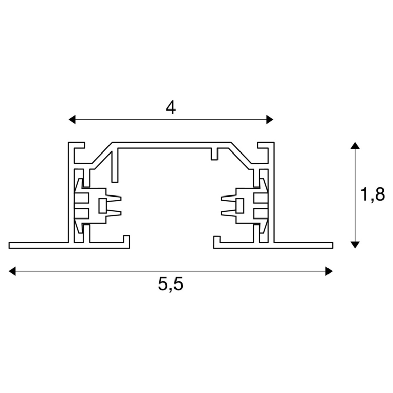SLV 1-Phasen Einbau-Stromschiene 2m weiß