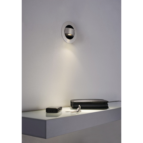 GILALED Wandleuchte, silbergrau, 3W LED, 3000K, inkl. Positions-LED, blau