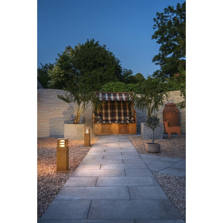 SLV RUSTY® SQUARE 40 Outdoor Standleuchte Pollerleuchte eckig E27 TC-DSE max. 11W IP55 FeCSi-Stahl gerostet Höhe 40cm