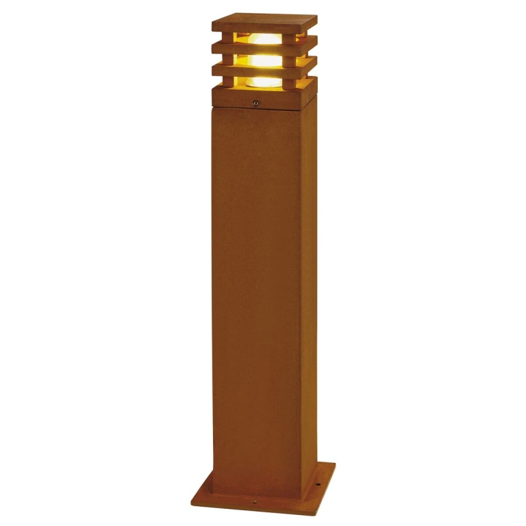 SLV RUSTY® SQUARE 70 Wegeleuchte Außenstandleuchte eckig E27 TC-DSE max. 11W IP55 FeCSi-Stahl gerostet Höhe 70cm