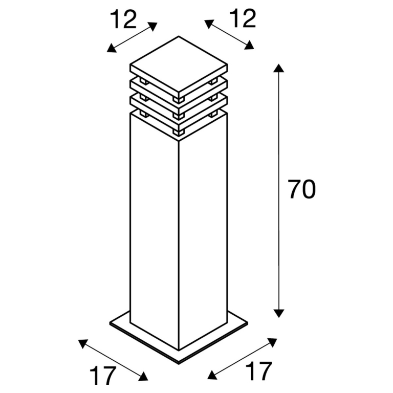 SLV RUSTY® SQUARE 70 Wegeleuchte Außenstandleuchte eckig E27 TC-DSE max. 11W IP55 FeCSi-Stahl gerostet Höhe 70cm