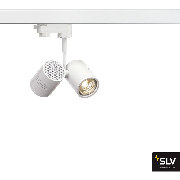 SLV 3-Phasen Schienen-Strahler BIMA II matt weiß zweiflammig 2x GU10 QPAR51 max. 50W inkl. 3P.-Adapter