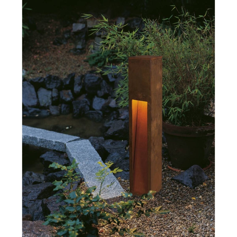 SLV RUSTY® SLOT 80 Outdoor Standleuchte E27 TC-DSE max. 11W IP44 FeCSi-Stahl gerostet Höhe 80cm