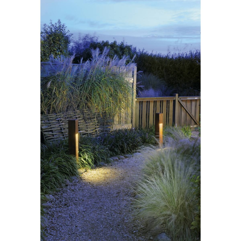 SLV RUSTY® SLOT 80 Outdoor Standleuchte E27 TC-DSE max. 11W IP44 FeCSi-Stahl gerostet Höhe 80cm
