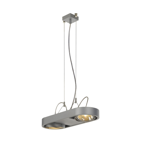 SLV AIXLIGHT R DUO QRB111 Pendelleuchte, rund, silbergrau, QRB111, max. 2x50W