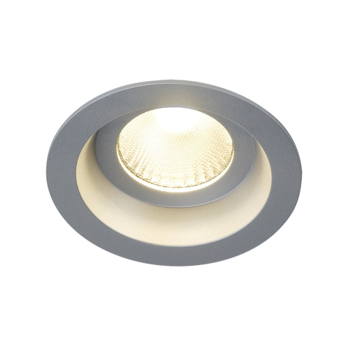 BOOST IP44 9W Downlight, rund, silbergrau, 9W LED, warmweiss