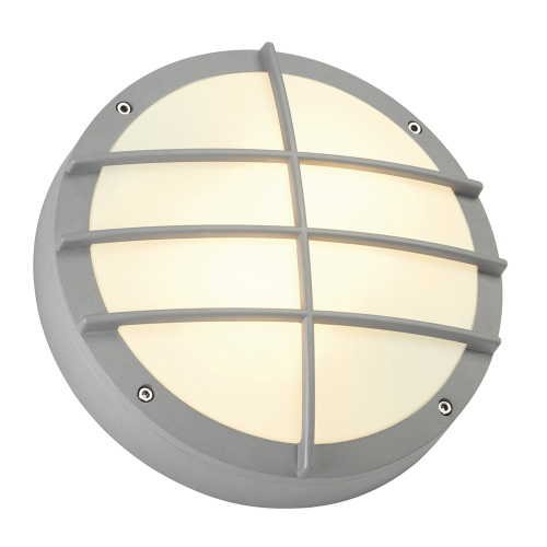 SLV BULAN GRID Wandleuchte, rund, silbergrau, E27, max. 2x25W, PC Cover