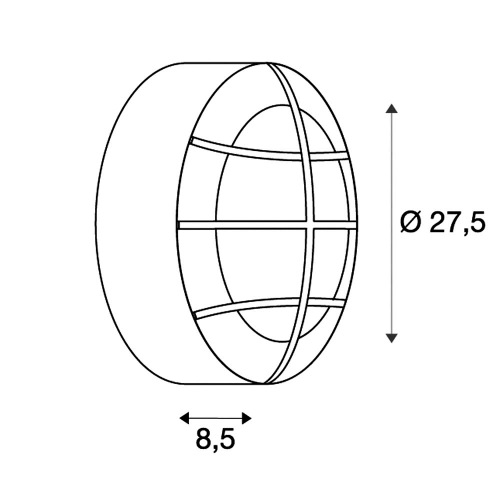 SLV BULAN GRID Wandleuchte, rund, silbergrau, E27, max. 2x25W, PC Cover