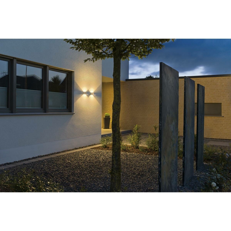 SLV LED Außenwandleuchte LOGS WALL weiß eckig Aluminium IP65 9.5W 3000K 800lm Up/Down