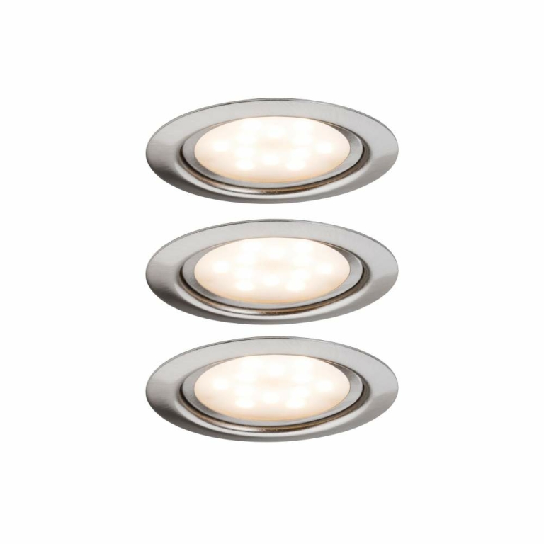 Paulmann LED Möbeleinbauleuchten Micro Line Eisen gebürstet rund 3er-Set 2700K inkl. Trafo