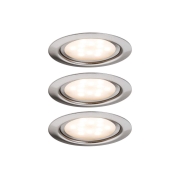 LED Möbeleinbauleuchten Micro Line Eisen gebürstet rund 3er-Set 2700K inkl. Trafo
