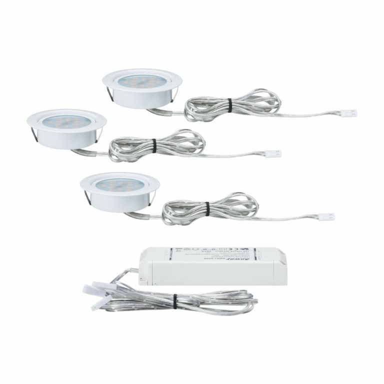 Paulmann LED Möbeleinbauleuchten Micro Line Weiß rund 3er-Set 2700K inkl. Trafo