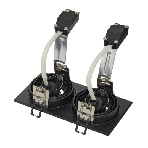 SLV NEW TRIA II GU10 Downlight, rechteckig, mattschwarz, max. 2x50W, inkl. Clipfedern