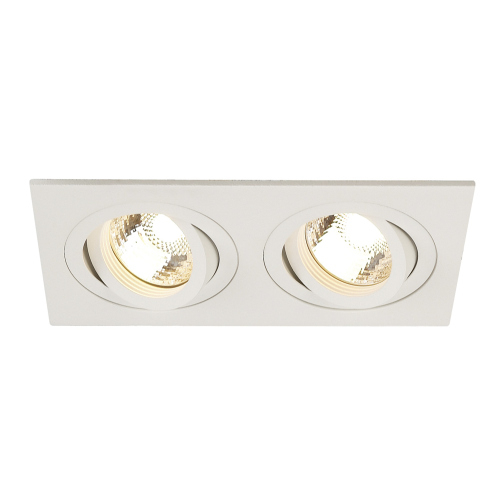 SLV NEW TRIA II GU10 Downlight, rechteckig, mattweiss, max. 2x50W, inkl. Clipfedern