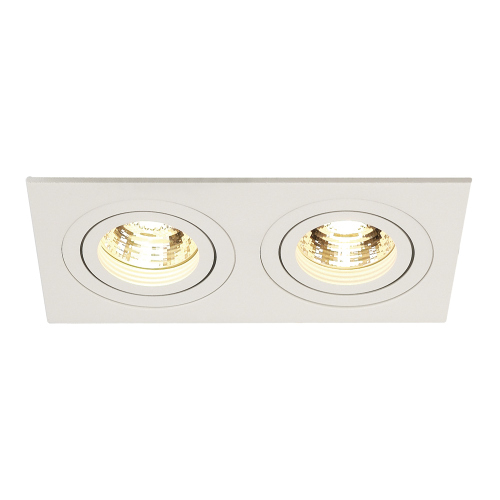 SLV NEW TRIA II GU10 Downlight, rechteckig, mattweiss, max. 2x50W, inkl. Clipfedern
