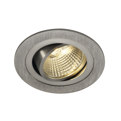 SLV NEW TRIA LED DL ROUND Set, Downlight, alu-brushed,6W,38°, 3000K, inkl. Treiber, Clipfed.