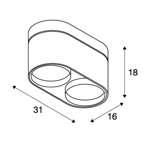 SLV KARDAMOD SURFACE ROUND ES111 DOUBLE Deckenleuchte, rund, weiss, 2xGU10, max. 2x75W