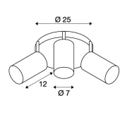 ASTO TUBE 3 ROUND, Wand- und Deckenleuchte, runde Rosette, weiss, 3xGU10, max. 75W