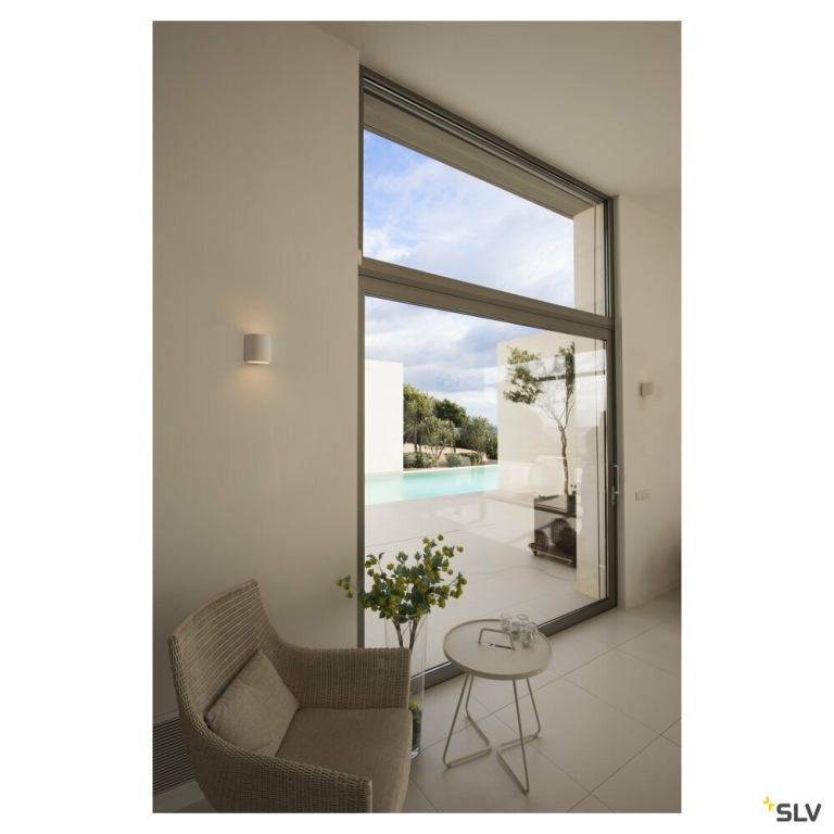 SLV PLASTRA Wandleuchte, GL 104 ROUND, weisser Gips, G9, max. 42W