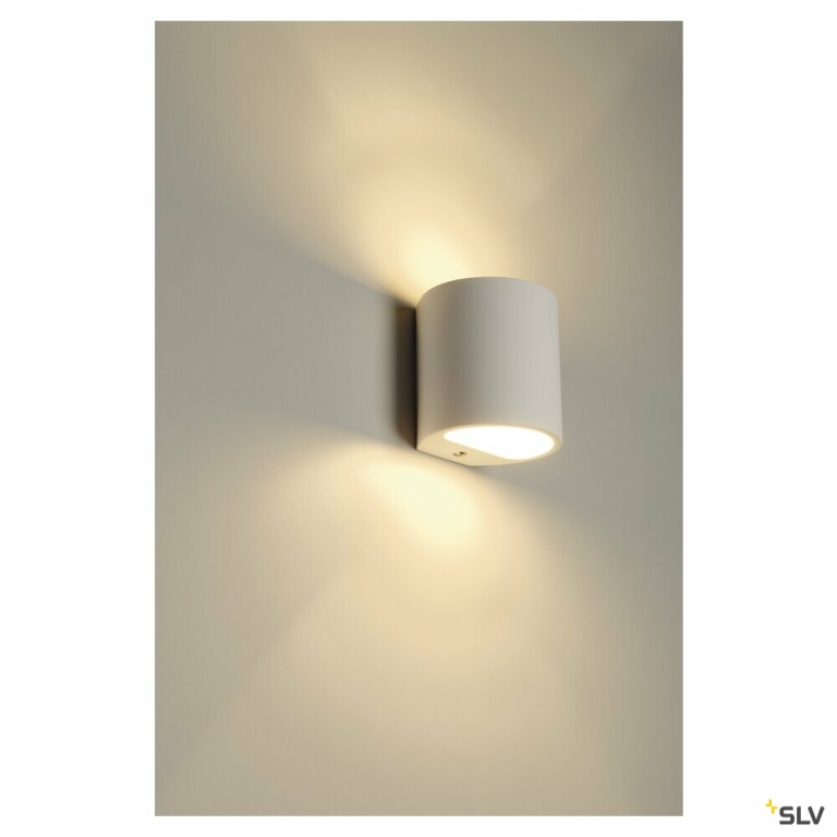 SLV PLASTRA Wandleuchte, GL 104 ROUND, weisser Gips, G9, max. 42W