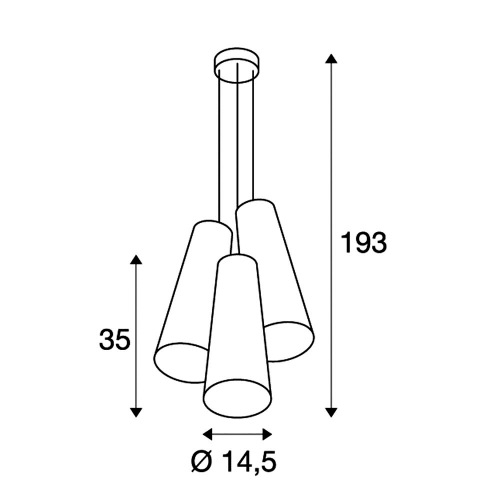 SLV SOPRANA CONE Pendelleuchte, PD-2, Stoff Schirme, 3xE14, max. 40W