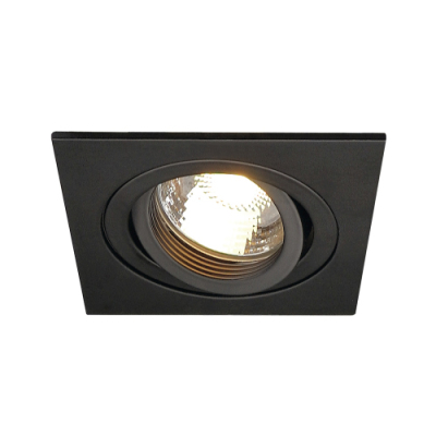 NEW TRIA I GU10 Downlight, eckig, mattschwarz, max. 50W, inkl. Blattfedern