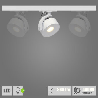 SLV 1-Phasen Schienenstrahler KALU TRACK LED Weiß 860lm 3000K inkl. 1-Phasen-Adapter (LED fest verbaut)