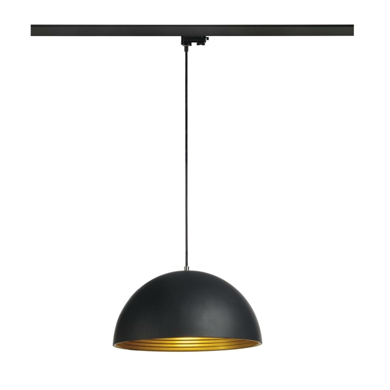 SLV FORCHINI M Pendelleuchte, 40cm rund, schwarz/gold, E27, inkl. 3Phasen-Adapter