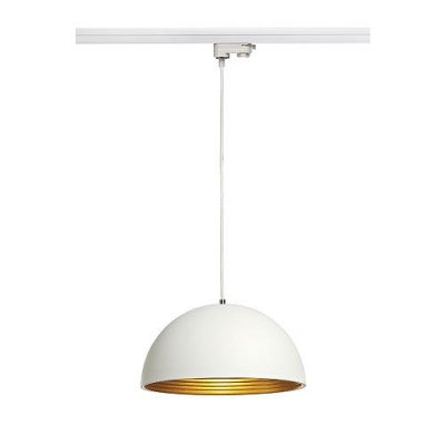 SLV FORCHINI M Pendelleuchte, 40cm rund, weiss/gold, E27, inkl. weissem 3P.-Adapter, Metall