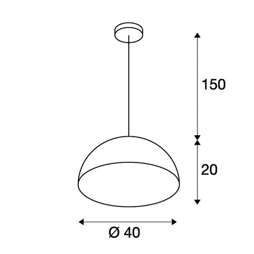 SLV FORCHINI M Pendelleuchte, PD-2, 40cm, rund, schwarz/ gold, E27, max. 40W