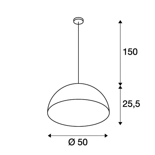 SLV FORCHINI M Pendelleuchte, PD-1, 50cm, rund, schwarz/ gold, E27, max. 40W