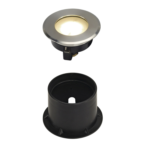 SLV DASAR FLAT LED 230V Bodeneinbaustrahler, rund, 4,3W LED, warmweiss, Edelstahlblende
