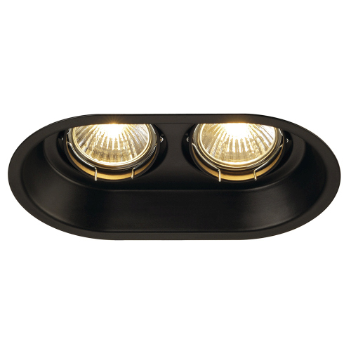 SLV HORN 2 TURNO GU10 Deckeneinbauleuchte, oval, mattschwarz, max. 2x50W
