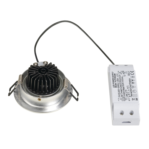 SLV NEW TRIA LED DL ROUND Set, Downlight, alu-brushed,6W,38°, 2700K, inkl. Treiber, Clipfed.