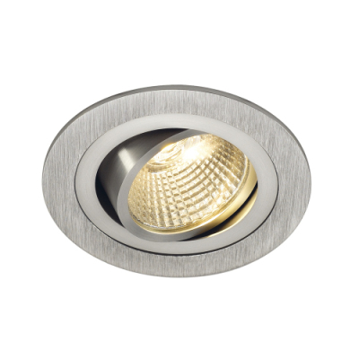 SLV NEW TRIA LED DL ROUND Set, Downlight, alu-brushed,6W,38°, 2700K, inkl. Treiber, Clipfed.