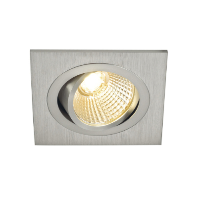 SLV NEW TRIA LED DL SQUARE Set, Downlight, alu-brushed,6W,38°, 2700K, inkl. Treiber, Clipfed.