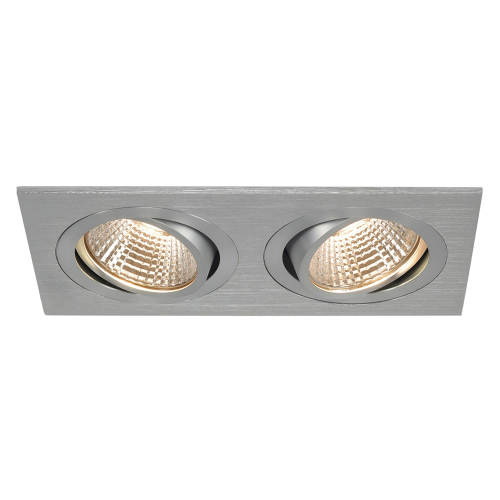 SLV NEW TRIA II LED DL SQUARE Set, alu-brushed, 2x6W, 38°, 2700K, inkl. Treiber, Clipfed.