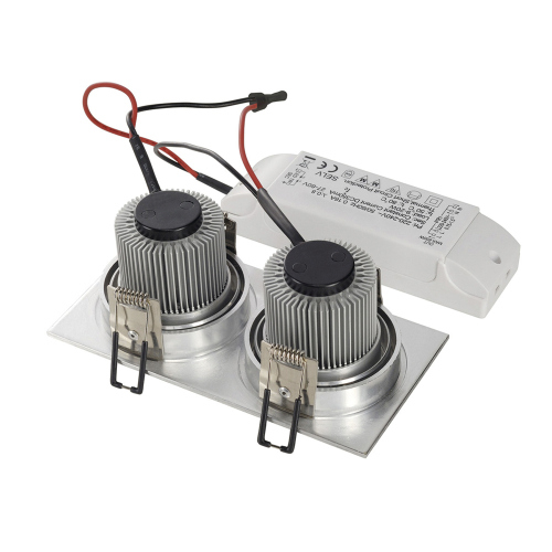 SLV NEW TRIA II LED DL SQUARE Set, alu-brushed, 2x6W, 38°, 2700K, inkl. Treiber, Clipfed.