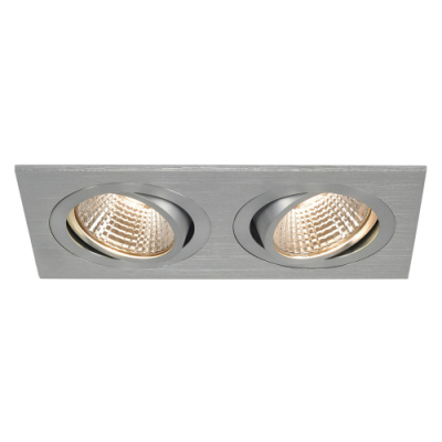 SLV NEW TRIA II LED DL SQUARE Set, alu-brushed, 2x6W, 38°, 2700K, inkl. Treiber, Clipfed.