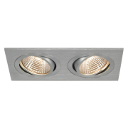 NEW TRIA II LED DL SQUARE Set, alu-brushed, 2x6W, 38°, 2700K, inkl. Treiber, Clipfed.