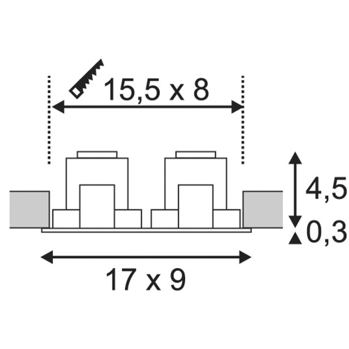 SLV NEW TRIA II LED DL SQUARE Set, mattweiss, 2x6W, 38°, 3000K, inkl. Treiber, Clipfed.