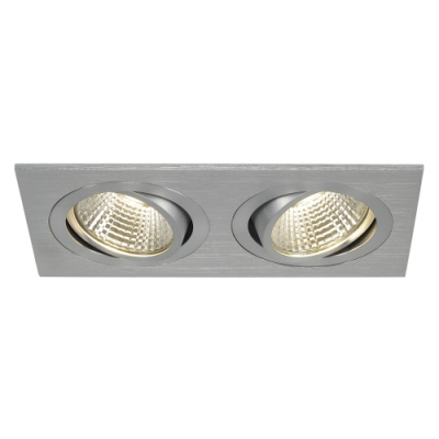 SLV NEW TRIA II LED DL SQUARE Set, alu-brushed, 2x6W, 38°, 3000K, inkl. Treiber, Clipfed.