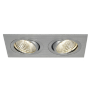 NEW TRIA II LED DL SQUARE Set, alu-brushed, 2x6W, 38°, 3000K, inkl. Treiber, Clipfed.