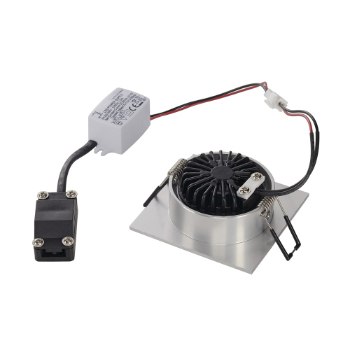 SLV NEW TRIA LED 3W DL SQUARE Set, Downlight, alu-brushed, 38°, 3000K, inkl. Treiber, Clipfed.