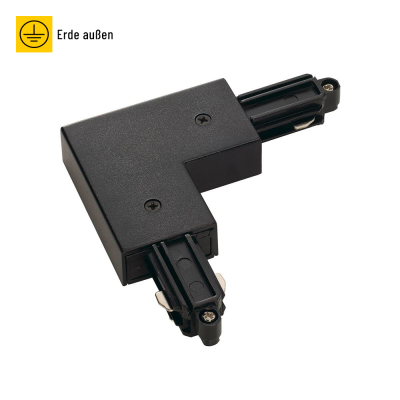 SLV Eckverbinder für 1-Phasen HV-Stromschiene, Aufbauversion schwarz, Erde aussen