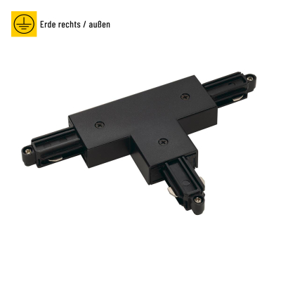 SLV T-Verbinder für 1-Phasen HV-Stromschiene, Aufbauversion schwarz, Erde rechts