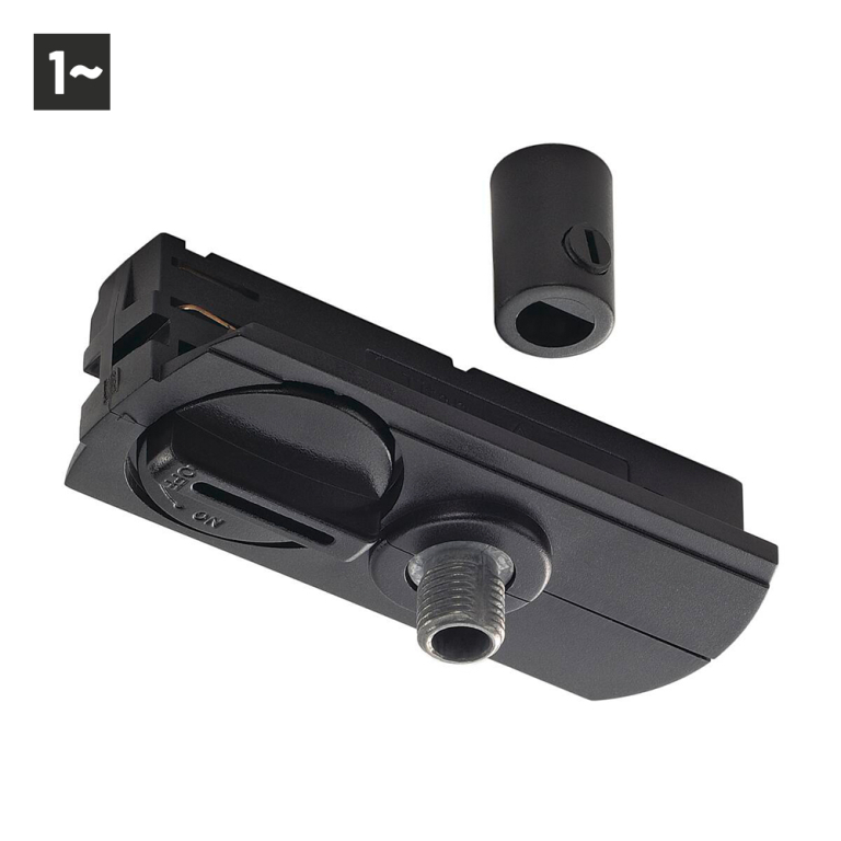 SLV 1-Phasen Pendelleuchtenadapter ,schwarz, inkl. Zugentlastung und Gewindestück